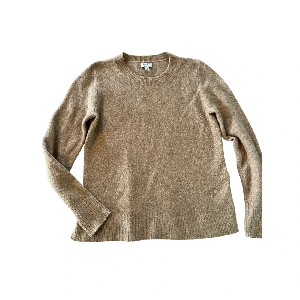 J.Crew Extra-Soft Crewneck Sweater‎ Tan Camel Heather Wool Blend Small S